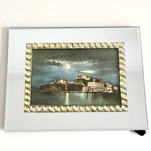 Mirrored Glass and Crystal Rhinestone Picture Frame for 4” x 6” photos